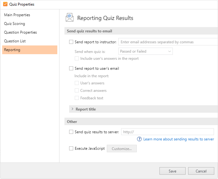 Quiz resultaten rapporteren Quiz resultaten rapporteren in iSpring Suite